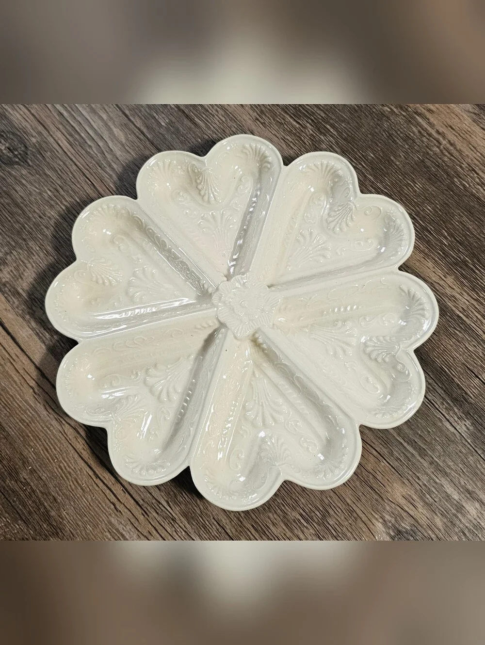 Staffordshire Heart Shortbread Mold Oyster Dish Vintage